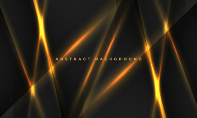Aufkleber - Black vector technology abstract background with glowing yellow light lines. Modern futuristic design technology background. Vector illustration