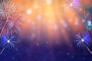 Wall Mural - Abstract  Background With Fireworks.Background of new years day celebration Many colorful