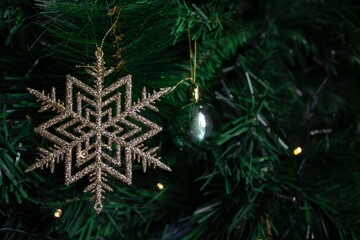 Gold snowflake and green decoration