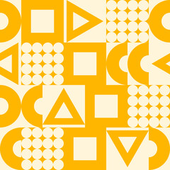 Poster - Yellow abstract tiles that create a seamless pattern. Yellow modern pattern of geometric shapes.