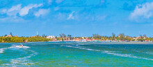 Panorama Landscape View On Beautiful Holbox Island Turquoise Water Mexico.