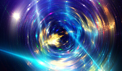 Wall Mural - abstract multicolored geometric illustration with circles. blurred background of the movement of lin