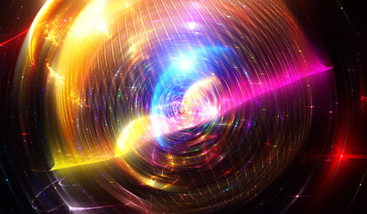 Wall Mural - abstract multicolored geometric illustration with circles. blurred background of the movement of lin