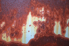 Dirty Red Rust On Steel Texture Background, Surface Metallic Grunge Textured Rough Red Rusty.