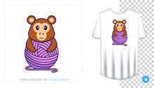 Cute Monkey Character. Prints On T-shirts, Sweatshirts, Cases For Mobile Phones, Souvenirs. Isolated Vector Illustration On White Background.