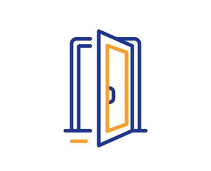 Aufkleber - Open door line icon. Entrance doorway sign. Building entry symbol. Colorful thin line outline concept. Linear style open door icon. Editable stroke. Vector