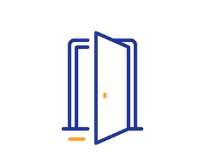 Aufkleber - Open door line icon. Entrance doorway sign. Building entry symbol. Colorful thin line outline concept. Linear style open door icon. Editable stroke. Vector
