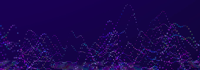 Poster - Technology background with glowing defocused particles. Big data. Digital background. 3D