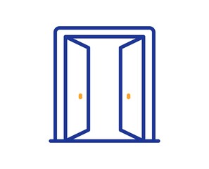 Aufkleber - Open door line icon. Entrance doorway sign. Building exit symbol. Colorful thin line outline concept. Linear style open door icon. Editable stroke. Vector