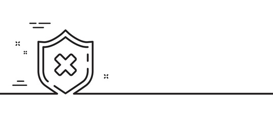 Poster - reject protection line icon. decline shield sign. no security. minimal line illustration background.