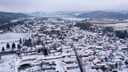 Wall Mural - The village of Herleshausen in the Wintertime