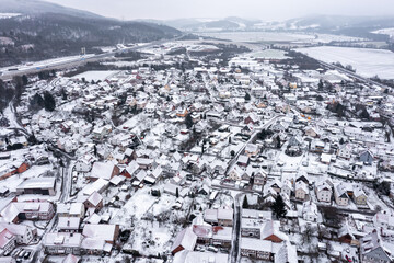 Wall Mural - The village of Herleshausen in the Wintertime