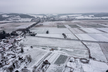 Wall Mural - The landscape in the Werra Valley at Herleshausen in the Wintertime