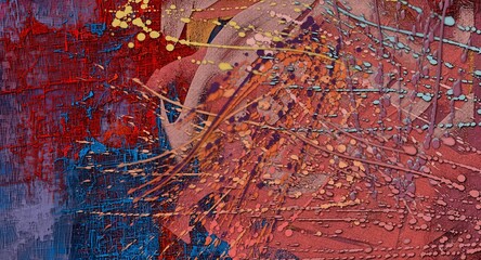 Poster - abstract background colored grunge texture chaotic brush strokes and paint brushes