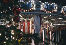Vintage Carousel At The Christmas Market In Moscow