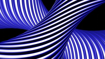 Poster - Rotating 3d spirals on black background. Design. Repeating 3d spirals rotate in space. Side view of rotating spirals