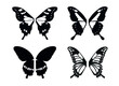 Set Butterfly Wings. Vector Illustration and outline Icons.