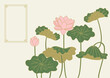 Vector illustration of Korean traditional painting with lotus flowers.