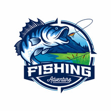 Fishing Logo Design Template Illustration . Sport Fishing Logo