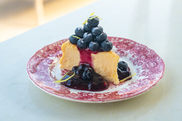 Canvas Print - blueberry cheese cake on plate