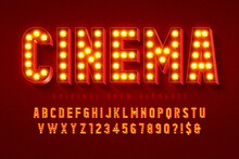 Retro Cinema Alphabet Design, Cabaret, LED Lamps Letters And Numbers.