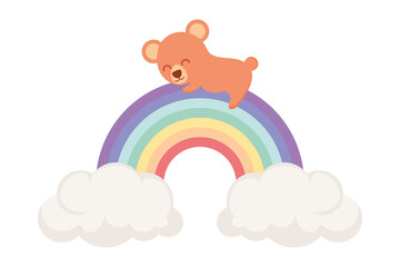 Canvas Print - bear on rainbow