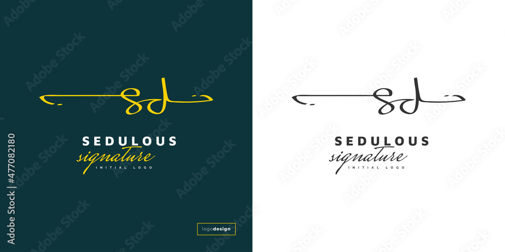 Elegant Initial Letter S and D Logo Design with Handwriting Style. SD ...