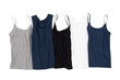 White, grey, blue and black color women camisole group isolated on background