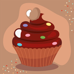 Wall Mural - chocolate cupcake illustration