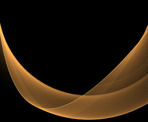 Wall Mural - Abstract fractal golden 3d wave on black background
