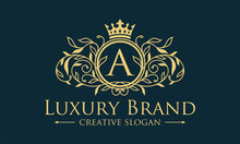 Luxury Logo Monogram Crest Template Design Vector Illustration. Royal Brand Vintage Vignette Ornaments.
