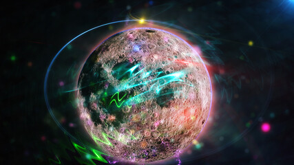 Wall Mural - earth with space and moon