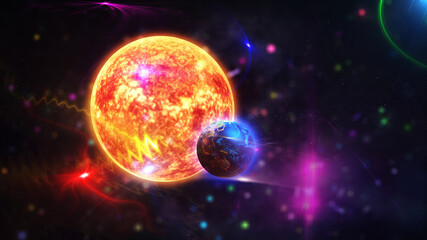 Wall Mural - planet with space and sun