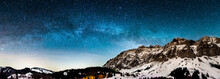 Milky Way In The Night Over The Swiss Mountains In Appenzell 