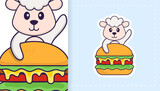 Fototapeta  - Cute sheep mascot character. Can be used for stickers, patches, textiles, paper. Vector illustration