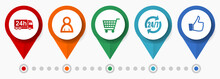 Business, Shop, Commerce Concept Vector Icon Set, Flat Design Pointers, Infographic Template