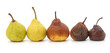 Pear ripe and rotten in a row.