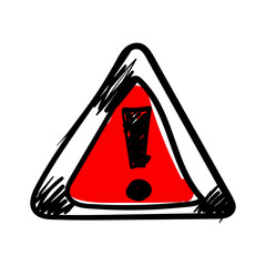 vector road sign triangle, doodle icon, Warning Sign doodle