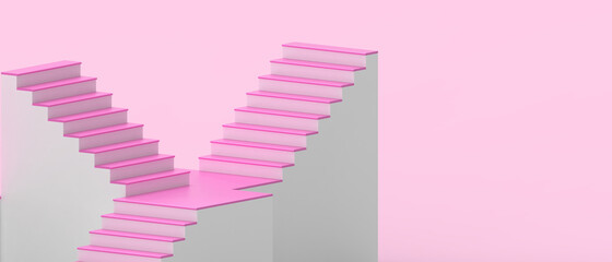 Poster - Creative ideas Ladder of Creative success. Business concepts for Victory Concept and Target on Pink. copy space, digital, banner, website -3d Rendering