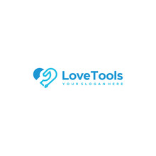 Modern Colorful Love Tools Screwdriver Logo Design