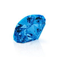 Blue Dazzling Diamonds On A White Background. 3d Render