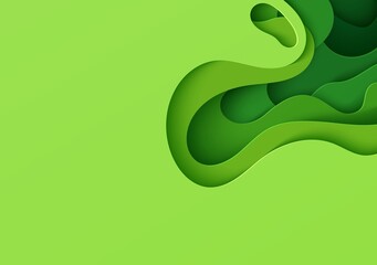 Wall Mural - abstract green background in paper cut style. 3d layout wallpaper cut out from cardboard. modern tem