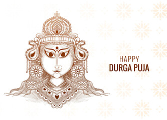 Happy durga puja decorative sketch background