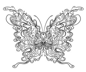 Wall Mural - Hand drawn butterfly zentangle style inspired for t-shirt design or tattoo. Coloring book for kids and adults.