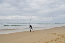 Fisherman On A Beach In Gironde - France
