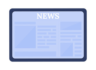 Fototapete - Tablet with news semi flat color vector object. Display with publication. Realistic item on white. Lifestyle isolated modern cartoon style illustration for graphic design and animation