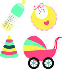 Newborn Collection With Carriage Bib Toy And Pacifier 