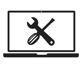 Aufkleber - repair computer icon on white background. flat style.