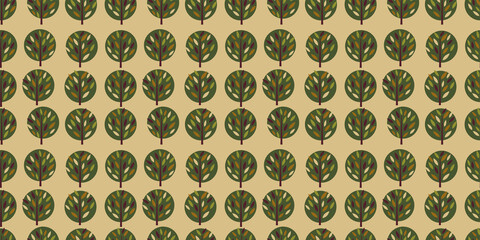 Wall Mural - Tree background. Seamless pattern.Vector. 木々のパターン