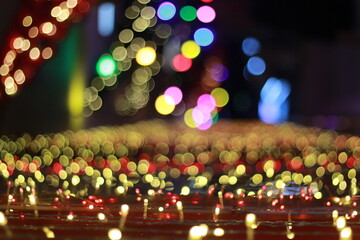 Wall Mural - Blur bokeh light bokeh abstract light background Blurred background. with color and bright on a New year Event.